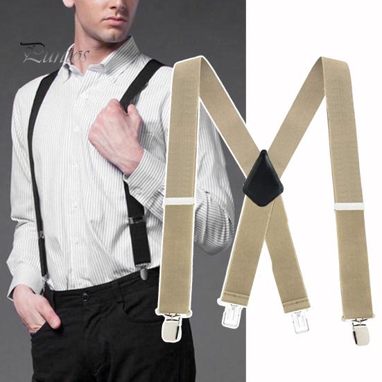 Мужские подтяжки, высокоэластичные, регулируемые, 4 прочных зажима, X сзади, нескользящее украшение, удобные в ношении, широкие мужские подтяжки для брюк, модный аксессуар