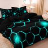 3pcs Geometric 3D Hexagonal Honeycomb Pattern DuvetCover SetDigital Print Colorful Polyester Bedding with Zipper Closure