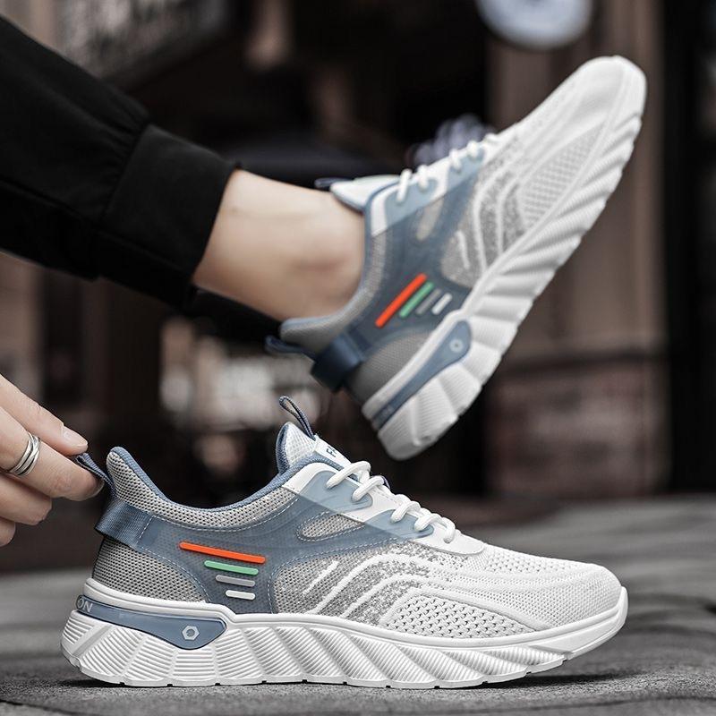 Модные трендовые летние мужские кроссовки 2024 Новые дышащие эластичные кроссовки для бега, спортивная обувь, теннисные туфли, нескользящие баскетбольные кроссовки