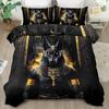2/3Pcs Egyptian Anubis God Print Duvet Cover Set, 2D Flat Printing King Queen Size Polyester Bedding with Pillowcases