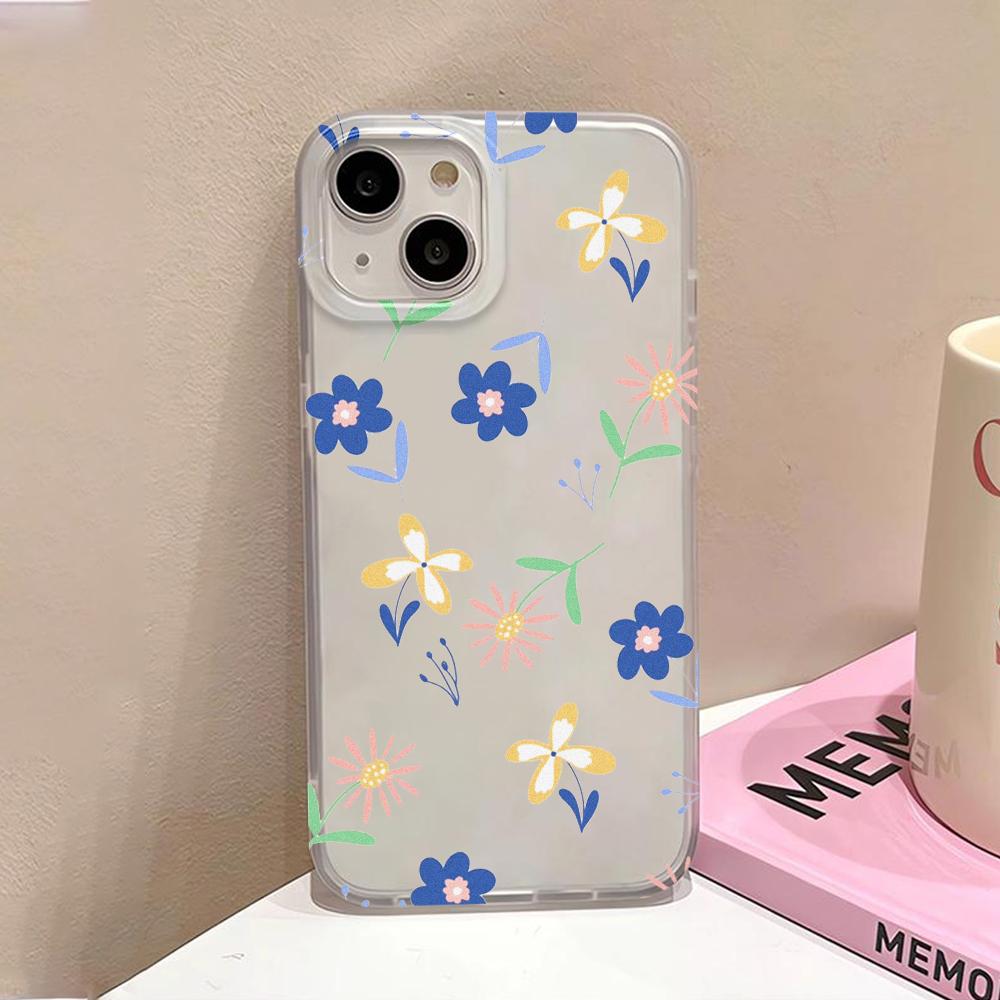 Soft TPU Matte Phone Case for iPhone 15 Pro Max 11 13 14 Plus 12 Mini 13promax 14promax 15promax Transparent Flower Fundas Cover