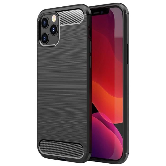 Coque Silicone - E.F.CONNECTION - pour iPhone 12 Pro - Antichoc - Résistant aux rayures - Noir