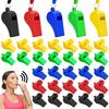 10Pcs Plastic Whistles with Lanyards Loud Sport Referee Pea Whistles for Coaches Emergency Survival Use Replacement Coaches Whistle