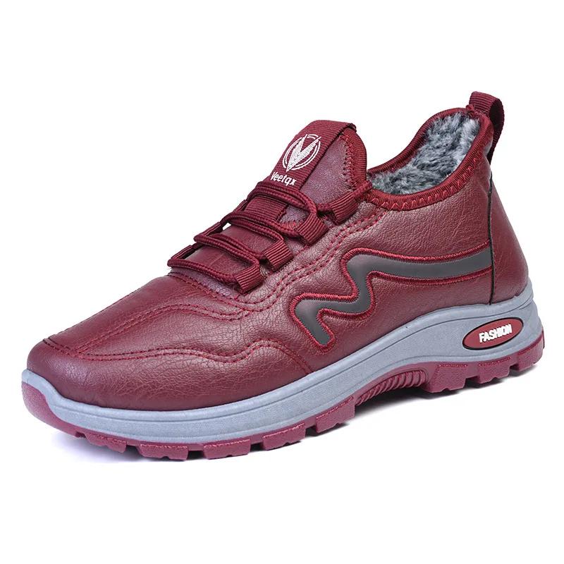 Модная хлопковая обувь для женщин 2024 года, новые короткие сапоги из толстого бархата для тепла, модные повседневные кожаные сапоги из хлопка