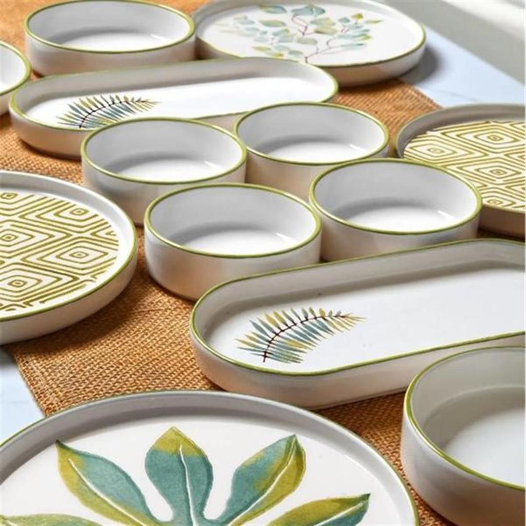 Kitchen Life Stackable Fall Leaf Pattern 14 Piece Breakfast Set