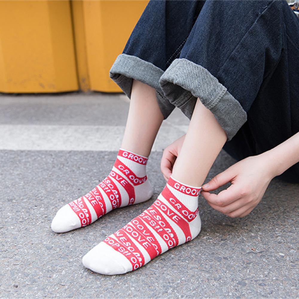 1 пара шикарных женских летних красных носков с надписью «Love Heart» и забавными надписями, хипстерские спортивные короткие носки до щиколотки, в стиле преппи, студенческая мода