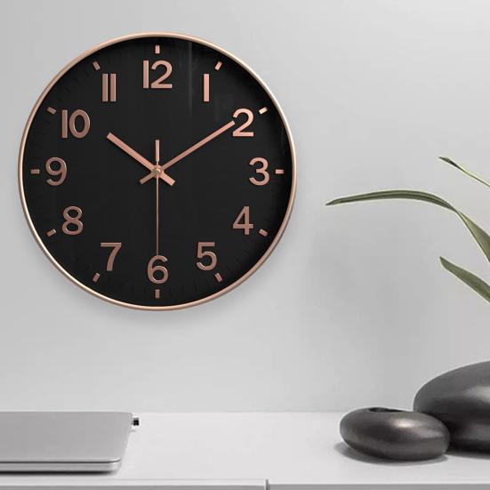 Wall Clock Quartz Movement Clear Display Large 3D Numbers Silent Operation Battery-Powered Non-Ticking Clock