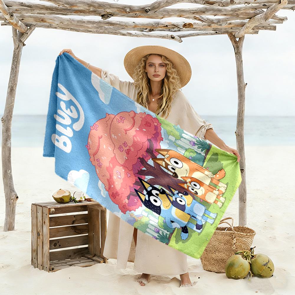 Bluey Friends Adventure Beach Towel Super Soft & Absorbent Comfortable Lightweight
