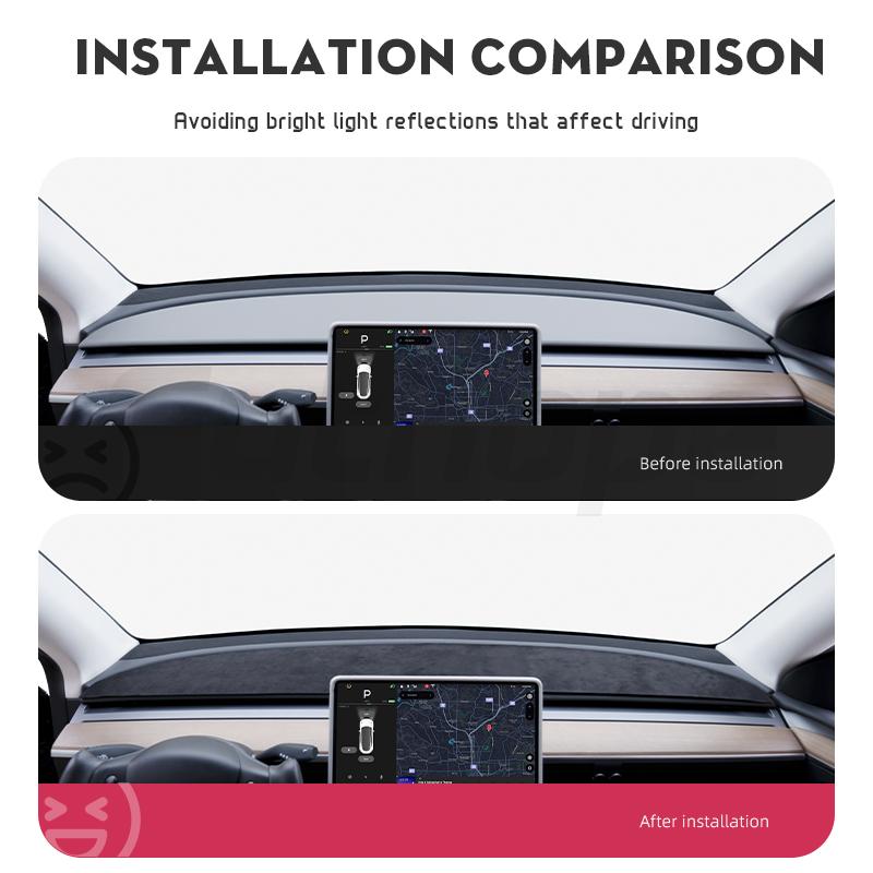 Futhope верхняя фланелевая накладка на приборную панель для Tesla Model 3/Y, солнцезащитный козырек, анти-УФ-защитный коврик для приборной панели, солнцезащитный нескользящий автомобильный коврик