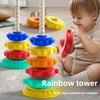 Children's Rainbow Fun Colorful Stacking Rings Baby 1-3 Years Old Spin Tower Educational Early Learning Toy