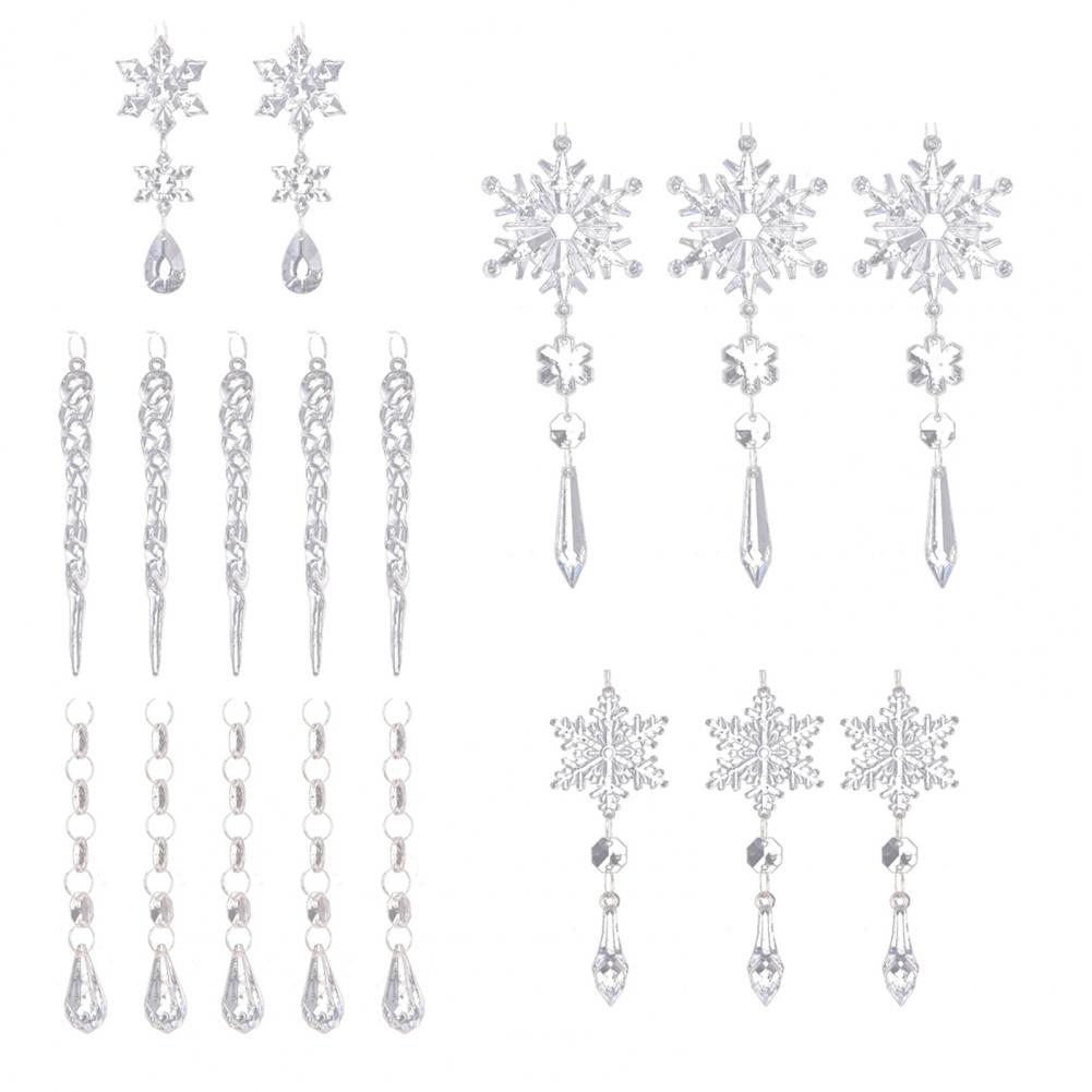 Crystal-like Tree Ornaments Elegant Acrylic Crystal-like Christmas Tree Decorations Snowflakes Icicles Ornaments for New Year