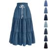 Women's Ruffled Spring Casual Long Skirt Plain Color Skirt Retro Pleated Skirt