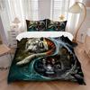 3pcs The Dual Nature of Tigers in Water and Fire Pattern Bedding Three-Piece Set (1 Cover + 2 Pillowcases, No Fillings), This Printed Bedding Set