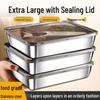 Stainless Steel Rectangular Food Storage Container with Lid for Fresh-Keeping, Hot Pot, and Picnic.