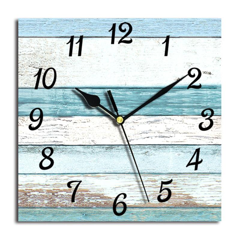 Wooden Square Wall Clocks Silent Non-ticking Battery Powered For Home Kitchen Living Room Office