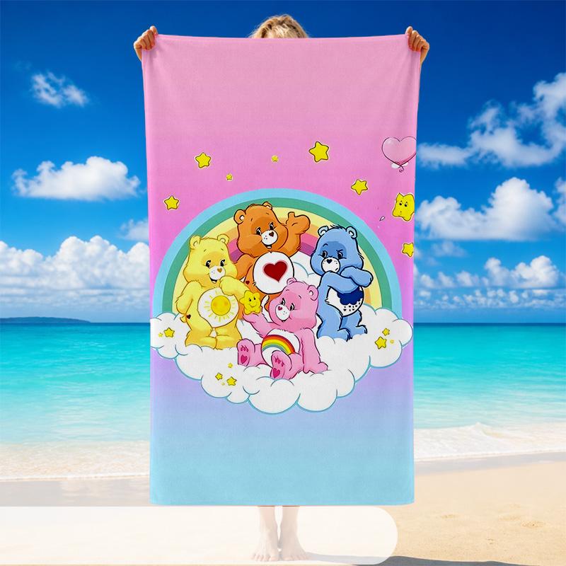 Quick Dry Beach Towel Care Bears Pattern, Lightweight Absorbent Towel for Pool Beach Vacation Use