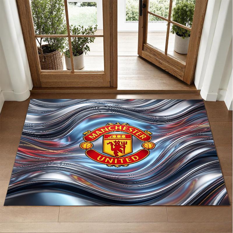 Manchester United Design Crystal Velvet Rug Soft Decorative Mat for Bedroom Entrance