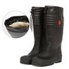 Black High Fishing Boots Men Water Shoes Rain Boots With Fur Winter High Boot Cotton Padded Boots Waterproof
