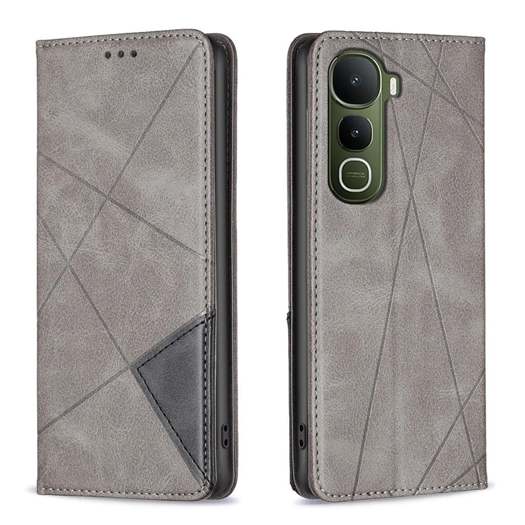 For vivo Y400 5G Case Card Slots Geometry Imprint Leather Phone Cover