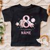 Personalized Space Astronaut Birthday T-Shirt Custom Name Girls 1-9 Years Birthday Tee Shirt Kids Clothes Girl Party Outfit Tops