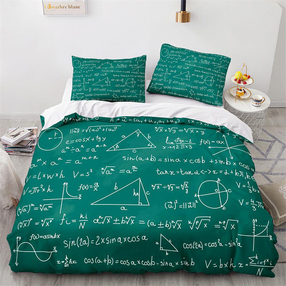 Modern Duvet Cover Set School Genius Smart Student Math Geometry Science Number Formule Image Decorative Polyester Bedding Set