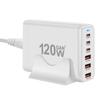 Портативная зарядная станция USB мощностью 120 Вт с 6 портами, 3 Type C PD и 3 USB A для одновременной зарядки телефонов, планшетов и других устройств