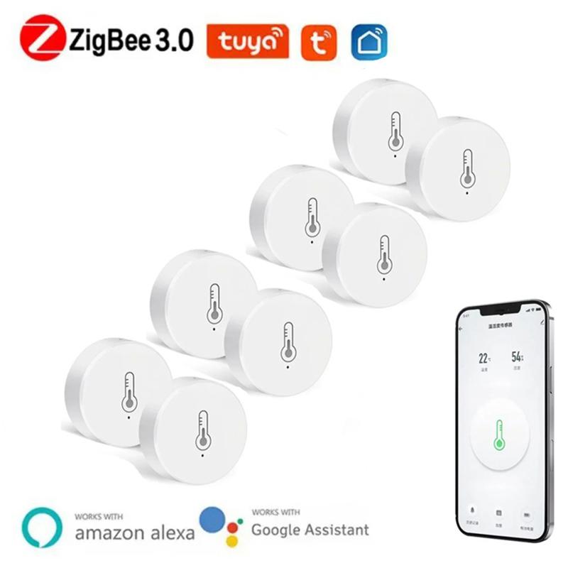 Tuya Умный Zigbee Датчик Температуры и Влажности Комнатный Термометр Монитор Работает с Alexa Google Home домашняя автоматизация