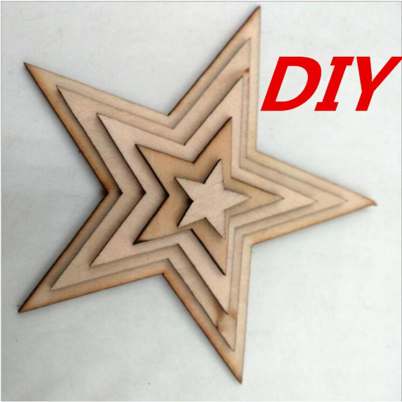 25 Pcs 50mm Star Shape Wooden Embellishments for Crafts DIY Wood Slices Decor for Home Party
