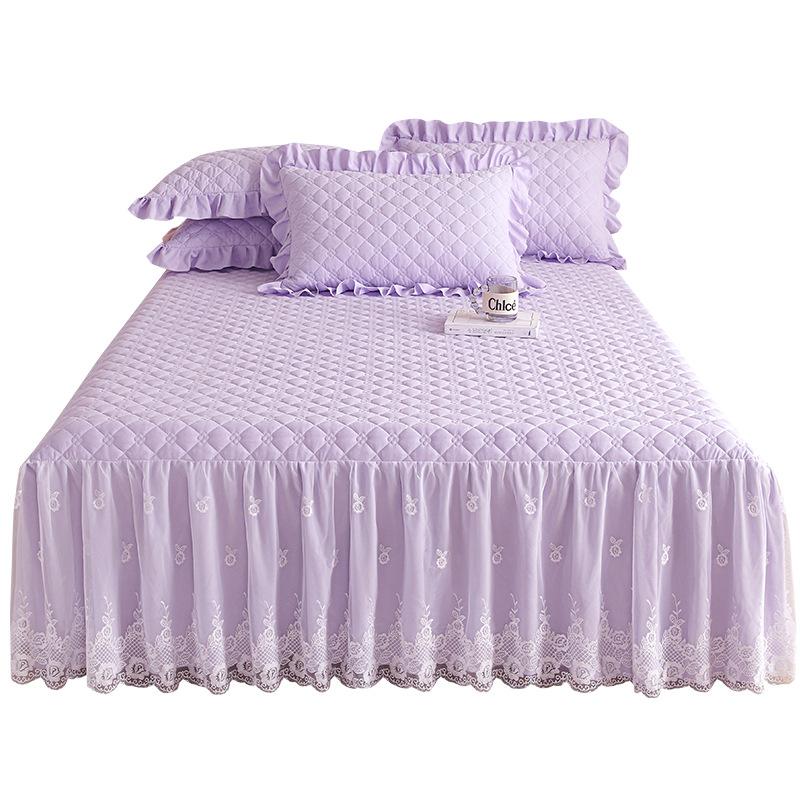 Кружевная юбка для кровати Four Seasons, цельное толстое стеганое покрывало в стиле принцессы, моющееся нескользящее покрывало, постельное белье