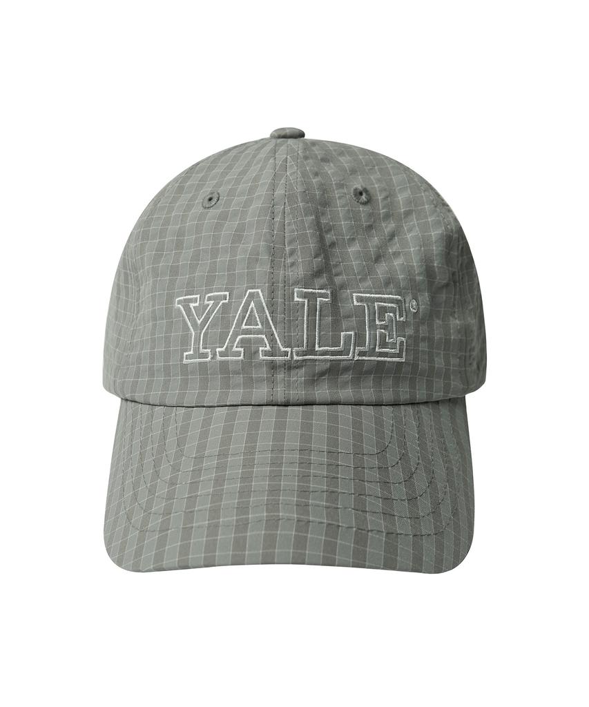Шляпа YALE в клетку Seersucker с большим логотипом_Серая