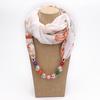 Floral Print Scarf Necklace with Beaded Chain – Elegant Women’s Fashion Jewelry & Versatile Infinity Scarf