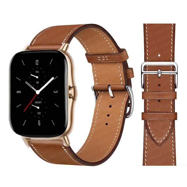 Кожаный ремешок 20 мм/22 мм для Amazfit GTS 4/3/2/2e/GTS2 Mini/GTR 4/3 pro/GTR2/2e/stratos 2/3, браслет для спортивных часов, ремешок Amazfit bip