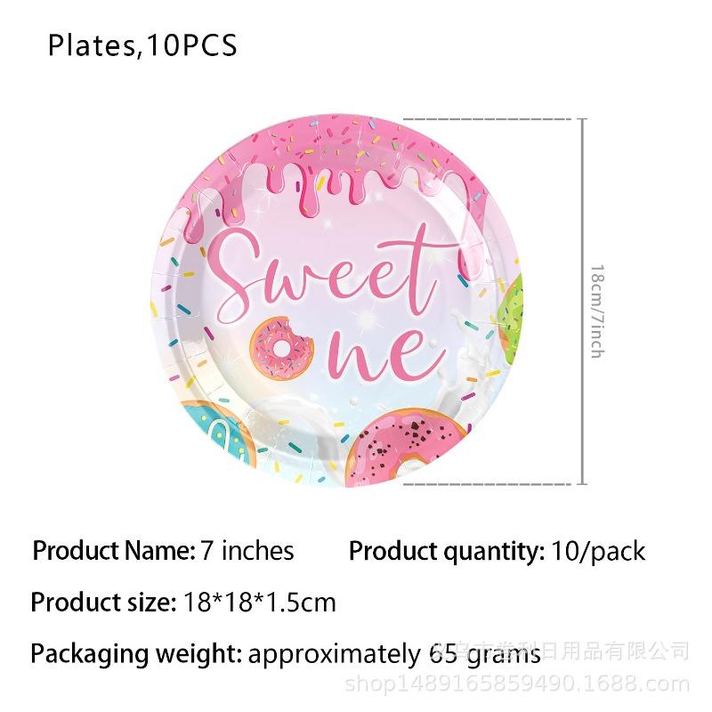 Новые Пончики Товары для вечеринки Украшения на день рождения Столовые приборы Бумажные тарелки Салфетки Скатерти Баннеры Товары для вечеринки
