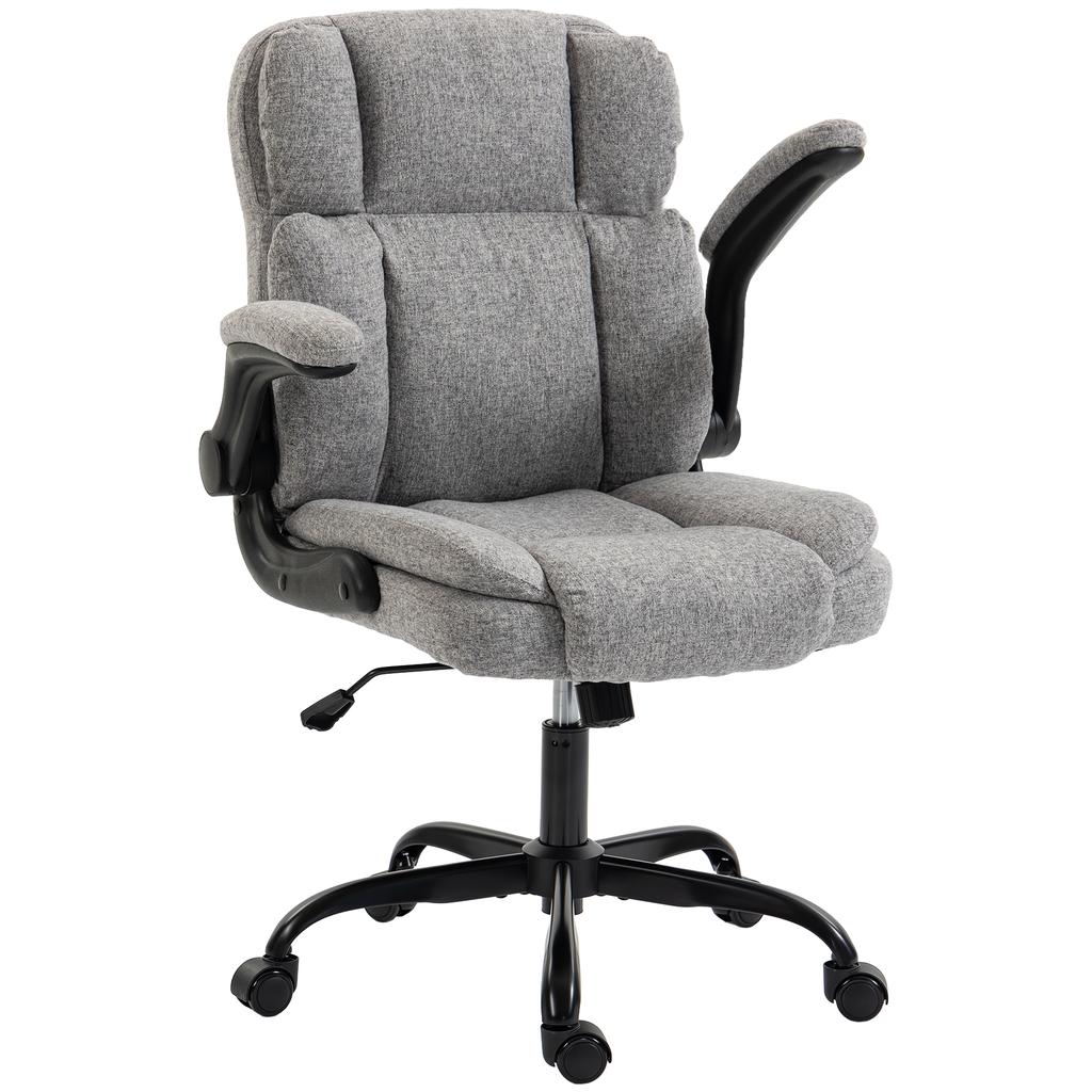 Swivel Office Chair with Flip-Up Armrests. Height-Adjustable. Gray