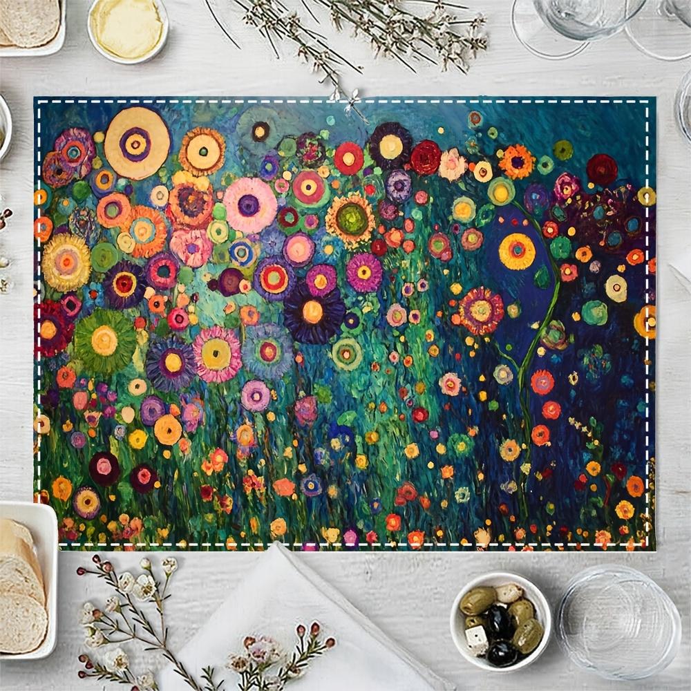 4pcs Placemats Dream Garden Art Set, 12x18 Inches, Suitable for Kitchen and Dining Room Decor, Home Decoration, Family Dinner Table, Party Decor