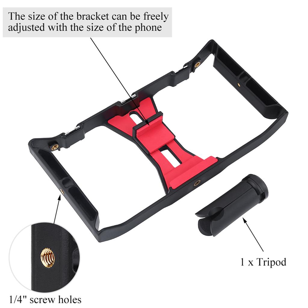 Dual Hanlde Handheld Phone Adjustable Stabilizer Support Recording Rig with Tripod