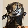 Y2K Liquid Silver Hair Scarf Soft Wrap Punk Bandana Turban Accessories Laser Color Hair Band  Girls