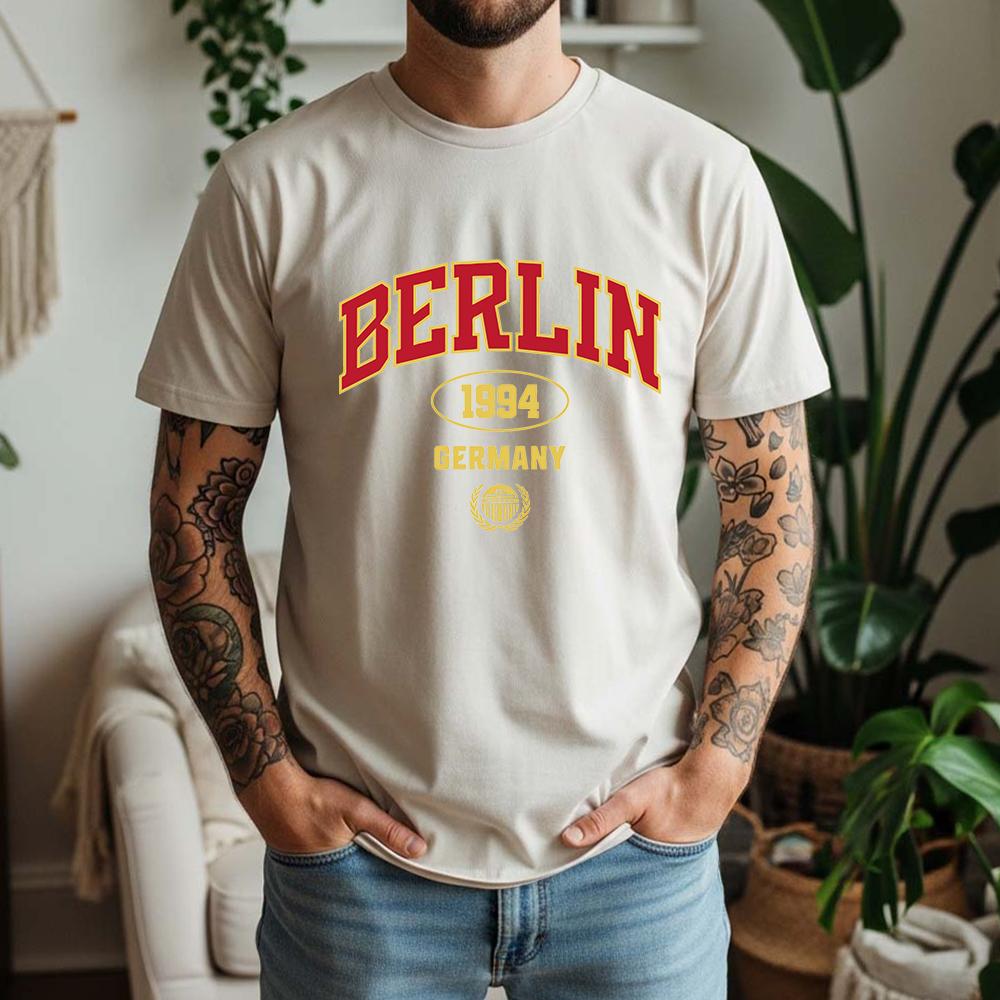 New Summer 100 Cotton Graphic Oversized Tee Berlin 1994 Gerunisexy Retro College Style Themed Short Sleeve