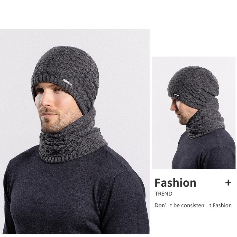 Зимняя вязаная шапка, шарф, комплект из двух предметов для мужчин и женщин, уличная защита ушей, бархатный теплый пуловер, шерстяная лыжная шапка, шапочки Skullies