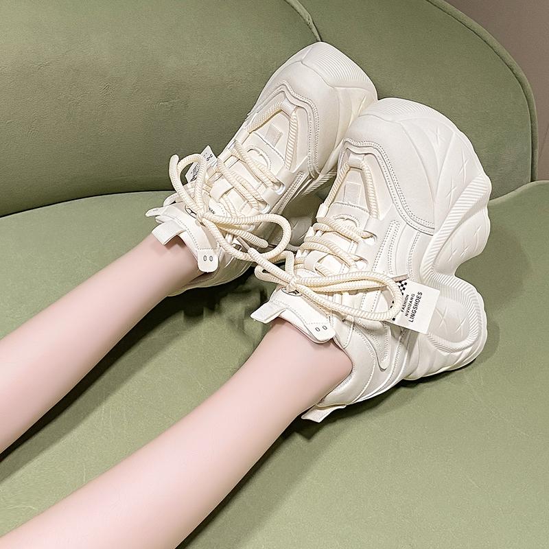 Модные женские кроссовки-папа на высокой платформе, высота 10 см, высота платформы 9 см, внутренняя танкетка, очень толстая подошва, весенне-осенняя модель, обувь в корейском стиле