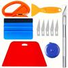 11pcs (1 красный трапециевидный скребок + 1 скребок с коротким ворсом + 1 изогнутый нож + 1 рулетка + 1 желтый шпатель + 1 разделочный нож + 5 лезвий)