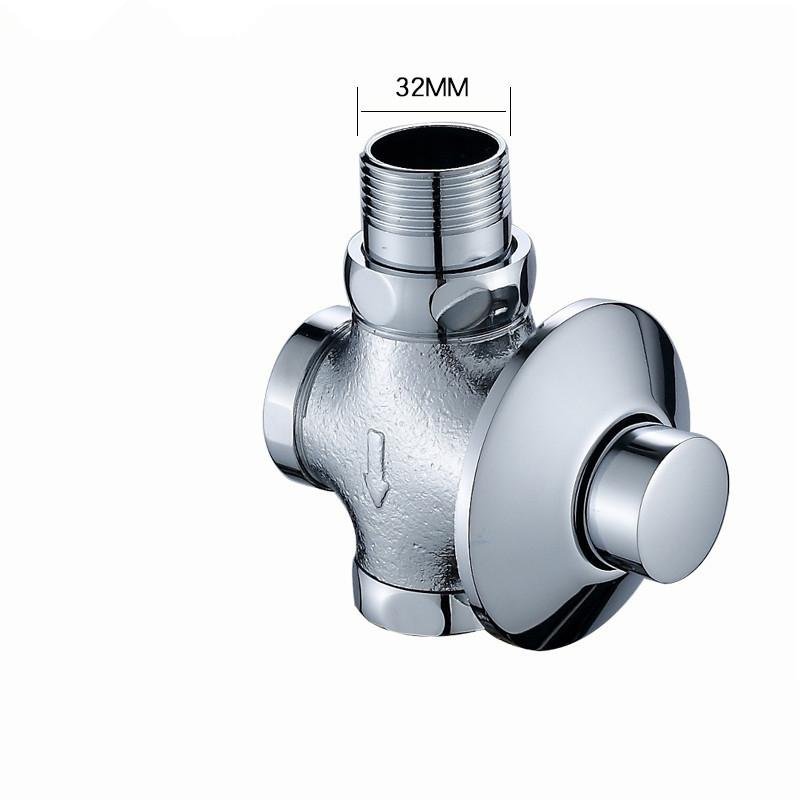 Heavy Duty Solid Brass Self-Closing Flush Valve Polished Chrome Push Button Water Saving for Squat Toilet Commercial Restroom