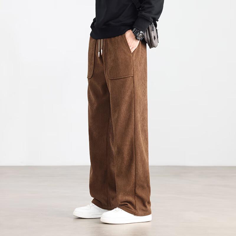 Men's Corduroy Straight Wide-Leg Casual Pants