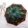 Dragonfly Pond Emblem pattern umbrella, portable and foldable design, 8 ribs, a casual accessory for Halloween, Christmas, and birthday gifts.