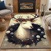 "Majestic White Deer with Festive Wreath" Patterned carpet, non slip mat suitable for living room and bedroom sofas