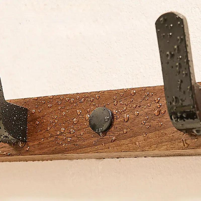 Walnut Hook for Bathroom Towel, Coat Hook, Living Room, Door Back, Clothes, Simple Black Storage, Save Space, No Punching