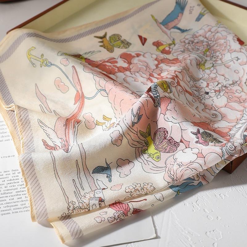 111 mulberry silk 61 silk double crepe square scarf women's spring and summer thin breathable versatile scarf high-end silk scarf