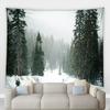Украшение дома Рождественский зимний лесной пейзаж с принтом полиэфирного лака на стене, подвесной фон для комнаты, тапиз