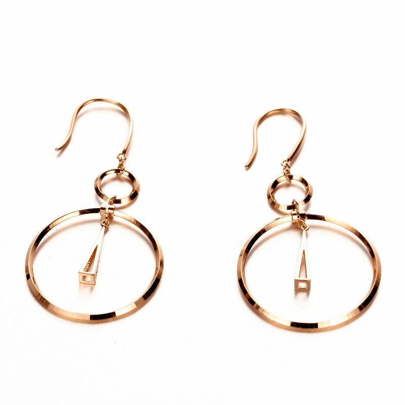 Exquisite Purple Gold 585 Pure Russian Smart Round Earrings Women'S Versatile Temperament Personalized Rose Gold Ear Hook
