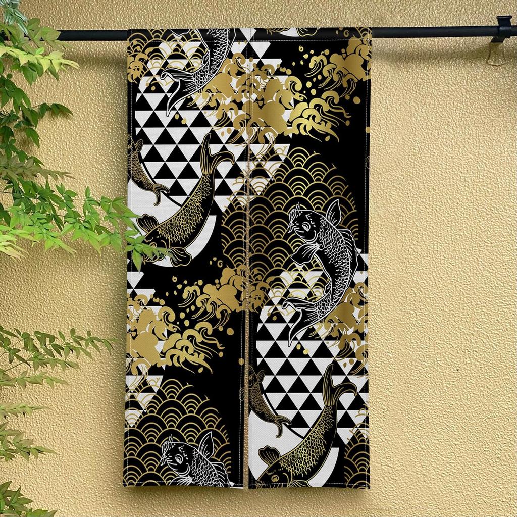 Qinunipoto Noren японский стиль карп и волновой узор Noren ширина 85 x длина 150 см внутренняя повязка на глаза стильные жалюзи блокировка света разделитель комнаты